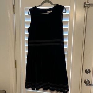 Calvin Klein A-Line black “velvet” dress.